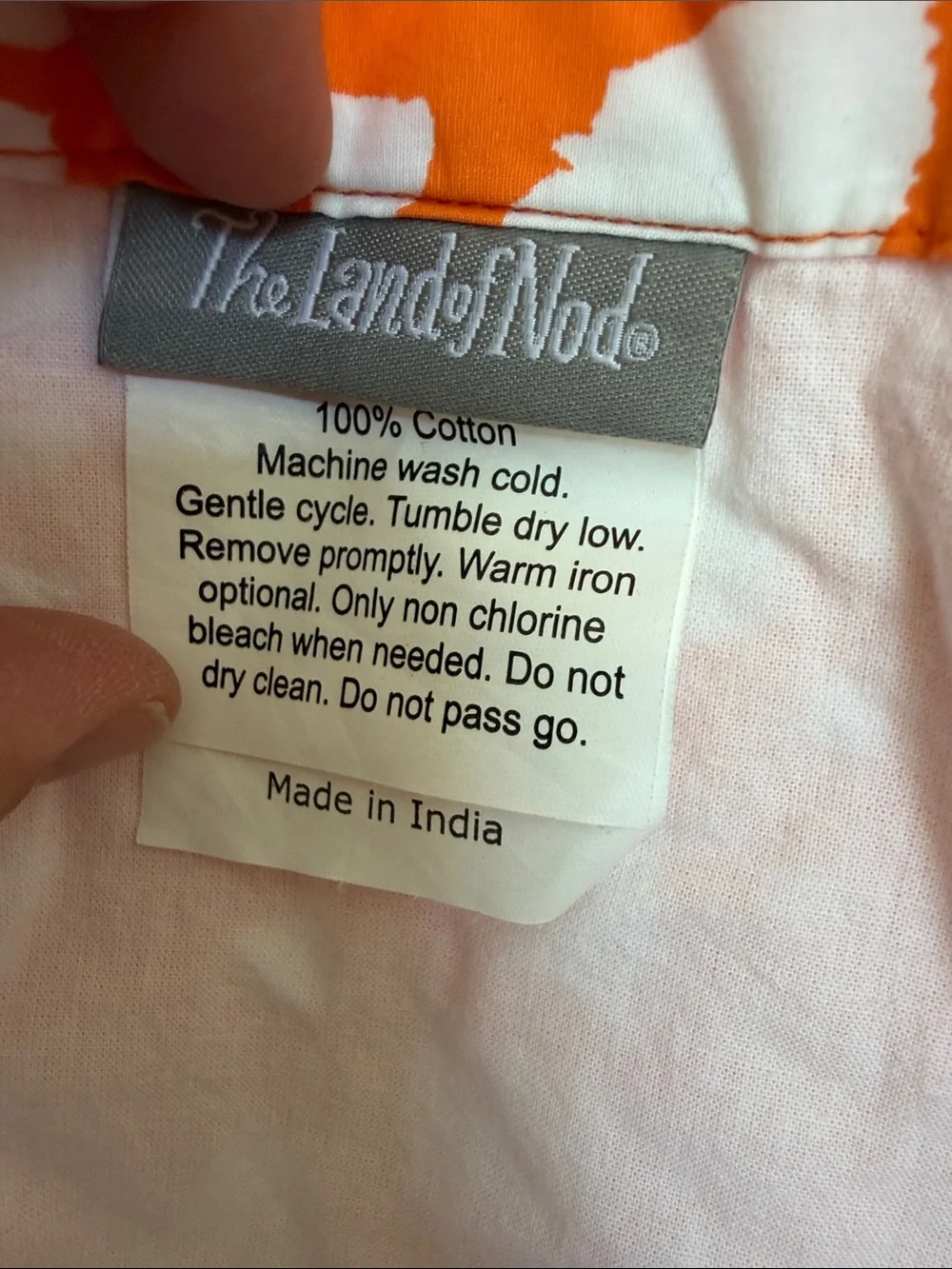 Crate & Barrel Land of Nod Crib Skirt Cotton Excursion Tribal Orange Print